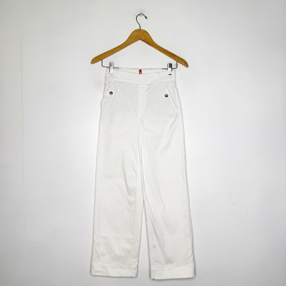 SPANX Women’s Stretch Twill Cropped Wide Leg Pants White Size XS 0/2 - Picture 2 of 8